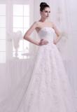 A-line full beaded bodice applique embroidery chapel train wedding dress wholesale